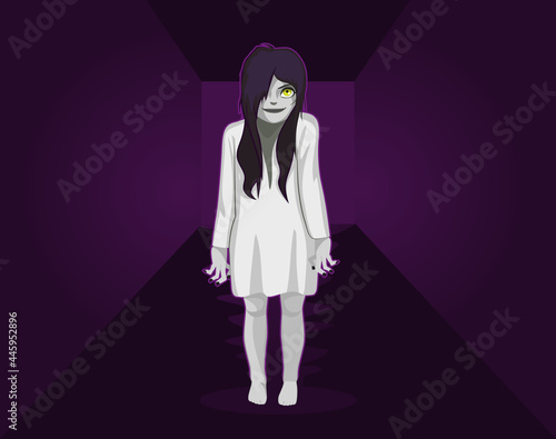 Woman dressed with creepy horror zombie Halloween costume