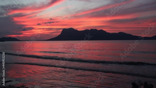 Sunset at a sea in Bako National Park