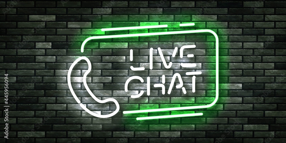 Fototapeta premium Vector realistic isolated neon sign of Live Chat logo for template decoration and covering on the wall background.