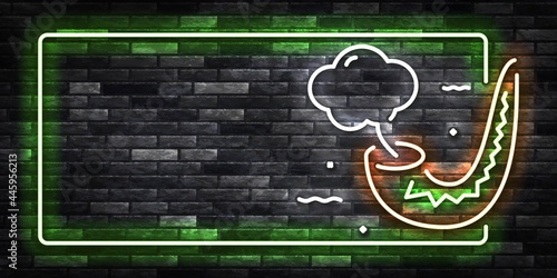 Vector realistic isolated neon sign of Tobacco Pipe frame logo for template decoration and covering on the wall background.