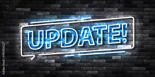 Vector realistic isolated neon sign of Update logo for template decoration and covering on the wall background.