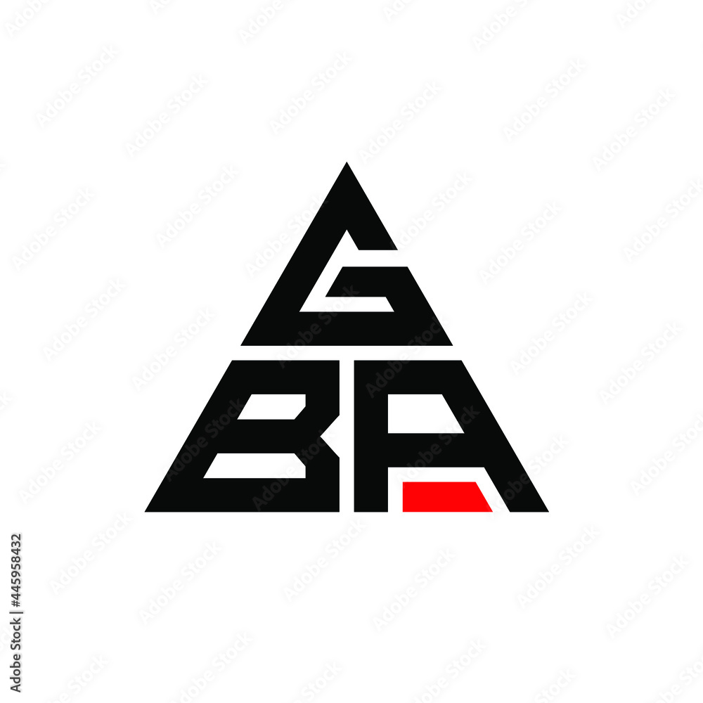 GBA triangle letter logo design with triangle shape. GBA triangle logo design monogram. GBA triangle vector logo template with red color. GBA triangular logo Simple, Elegant, and Luxurious Logo. GBA 