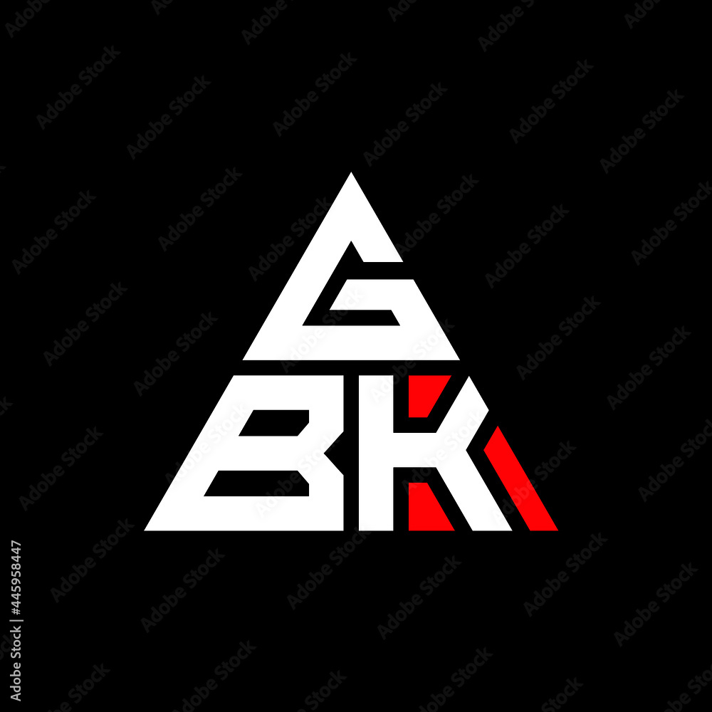 GBK triangle letter logo design with triangle shape. GBK triangle logo