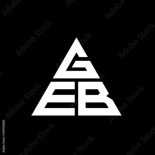 GEB triangle letter logo design with triangle shape. GEB triangle logo design monogram. GEB triangle vector logo template with red color. GEB triangular logo Simple, Elegant, and Luxurious Logo. GEB 