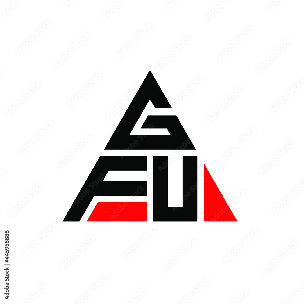 GFU triangle letter logo design with triangle shape. GFU triangle logo design monogram. GFU triangle vector logo template with red color. GFU triangular logo Simple, Elegant, and Luxurious Logo. GFU 