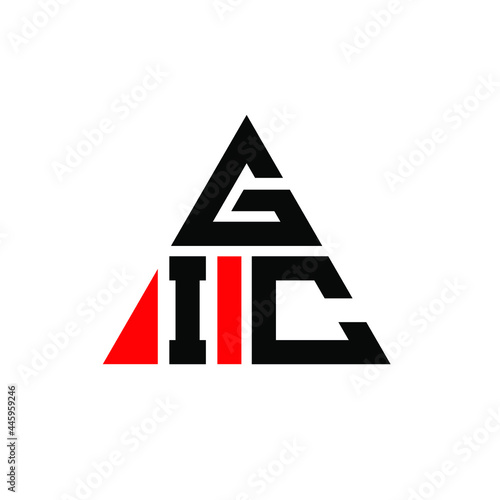 GIC triangle letter logo design with triangle shape. GIC triangle logo design monogram. GIC triangle vector logo template with red color. GIC triangular logo Simple, Elegant, and Luxurious Logo. GIC  photo