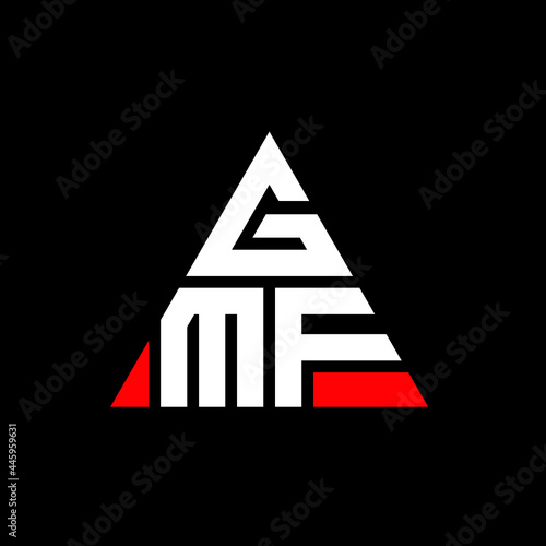 GMF triangle letter logo design with triangle shape. GMF triangle logo design monogram. GMF triangle vector logo template with red color. GMF triangular logo Simple, Elegant, and Luxurious Logo. GMF 