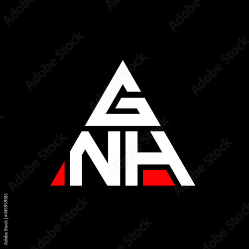 GNH triangle letter logo design with triangle shape. GNH triangle logo design monogram. GNH triangle vector logo template with red color. GNH triangular logo Simple, Elegant, and Luxurious Logo. GNH  photo