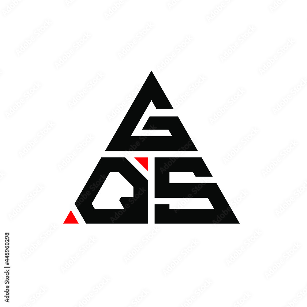 GQS triangle letter logo design with triangle shape. GQS triangle logo design monogram. GQS triangle vector logo template with red color. GQS triangular logo Simple, Elegant, and Luxurious Logo. GQS 