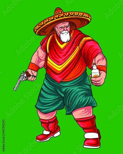 Mexicano Cowboy Gunslinger Illustration