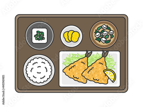 アジフライ定食のイラスト