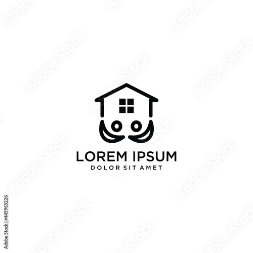 human vector logo icon with a house