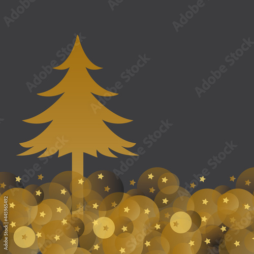 Tannenbaum gold grau Weihnachten abstrakte Landschaft mit Sternen