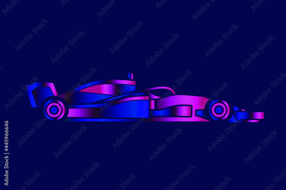 Formula one sport race line potrait logo colorful design with dark background. Isolated navy background. 