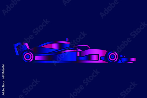 Formula one sport race line potrait logo colorful design with dark background. Isolated navy background. 