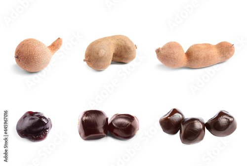 Wallpaper Mural Set with delicious ripe tamarinds on white background. Exotic fruit Torontodigital.ca