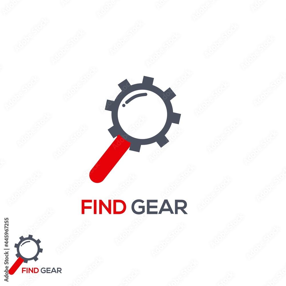 Find gear logo design, magnifying glass and gear logo Find gear logo design, magnifying glass and gear logo