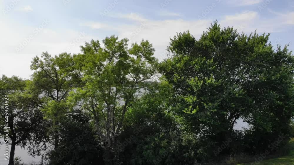 Revealing shot over the of lake during the summer with boats in 4K Revealing shot over the of lake during the summer with boats in 4K