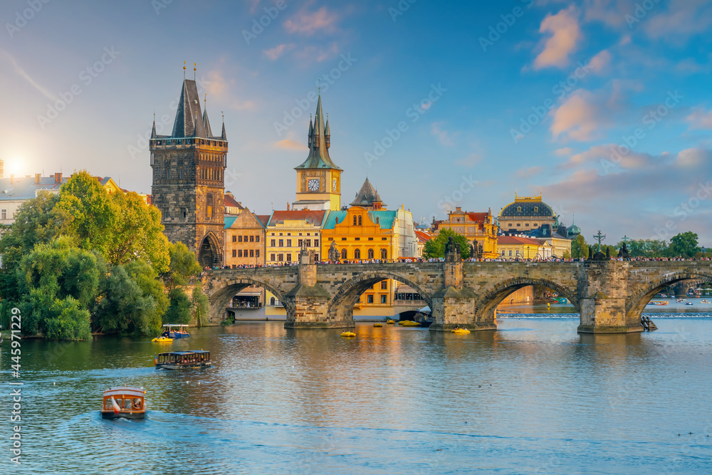 Downtown Prague city skyline, old town cityscape, Czech Republic