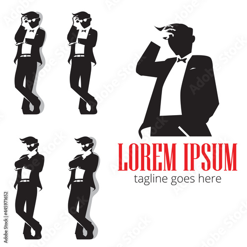 Gentleman in silhouette symbol vector for identity, brand, design element or any other purpose.