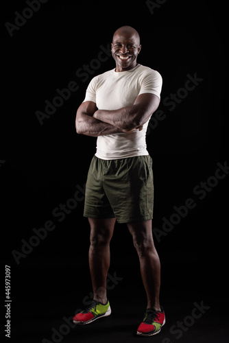 Portrait of african american adult man wearing sportswear 