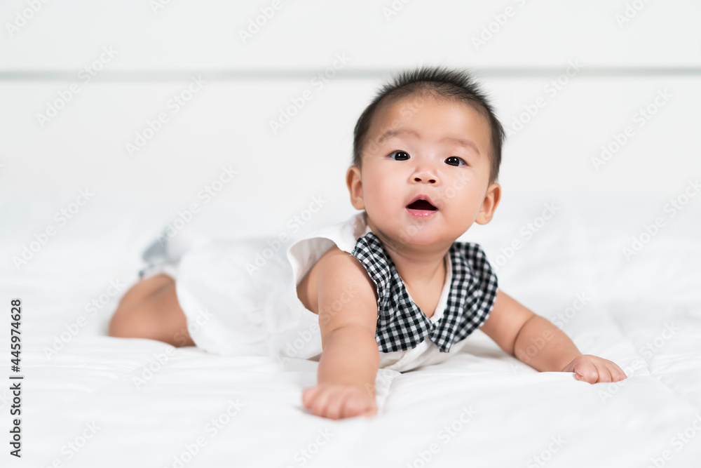 happy baby newborn on bed happy baby newborn on bed