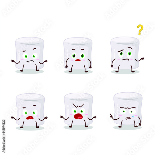 Cartoon character of marshmallow with what expression. Vector illustration