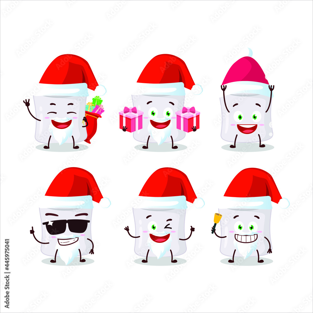 Santa Claus emoticons with marshmallow cartoon character. Vector illustration