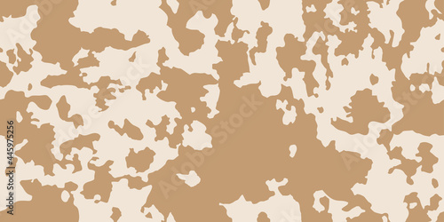 Cow skin in brown spotted on light beige background , seamless pattern, animal print, grunge texture. Vector wallpaper