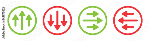 Arrow vector icon. Left, right, up, down symbol. Next, previous, top and bottom sign.