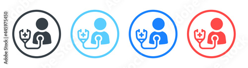 Medical check-up of patient icon vector illustration.