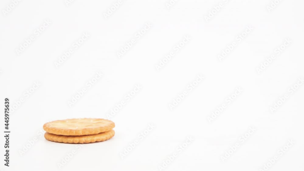 Stop motion animation Biscuits Cookies stacks on White background. Stop motion animation Biscuits Cookies stacks on White background.