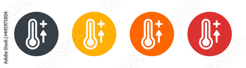 Thermometer with arrow up icon sign. Temperature measurement symbol. Extreme heat concept.