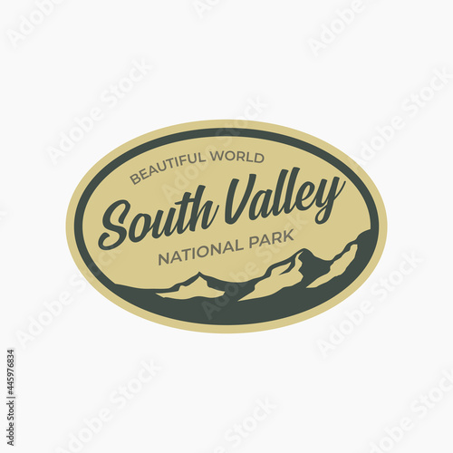 South valley mountain hill national park badge design patch emblem sticker illustration