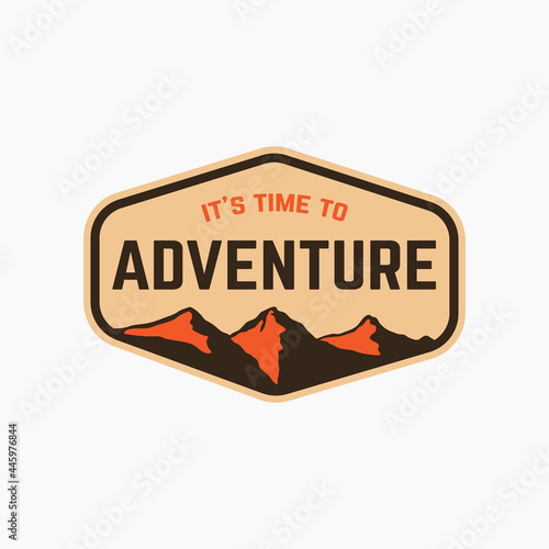 Adventure badge mountain explore patch sticker emblem logo illustration