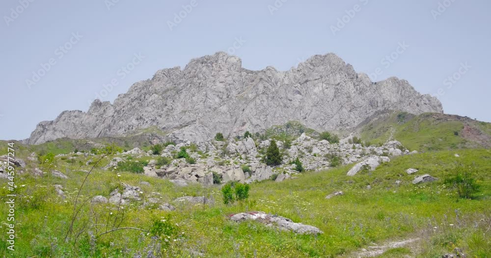 Scenic View From Formigal Of Argualas Peak In Huesca, Spain At Summer. wide shot Scenic View From Formigal Of Argualas Peak In Huesca, Spain At Summer. wide shot