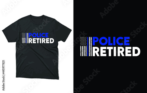 Retired Police Officer T-Shirt Vector, Law Enforcement Retirement Gift Cop Thin Blue Line Shirt, American Flag Thin Blue Line Shirt 