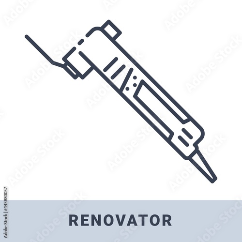 Electric oscillating multi-function power tool vector outline monochrome icon. Hand construction tool for renovation work.