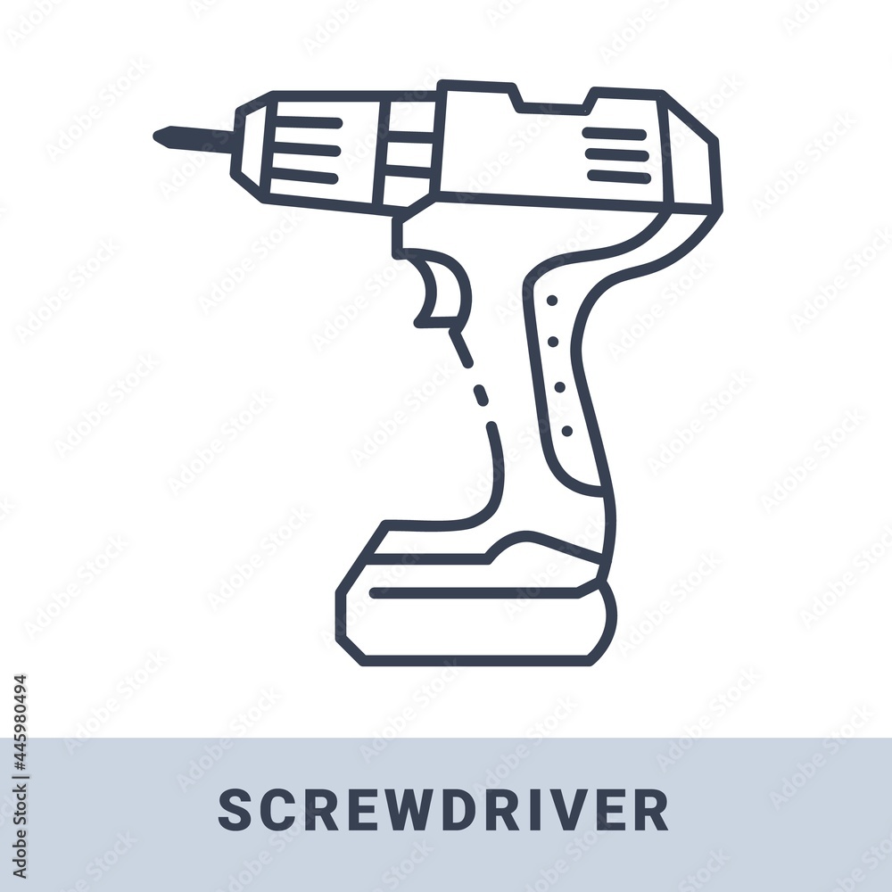 Electric cordless screwdriver electric rechargeable hand drill vector outline monochrome icon. Hand construction tool for renovation work. Electric cordless screwdriver electric rechargeable hand drill vector outline monochrome icon. Hand construction tool for renovation work.