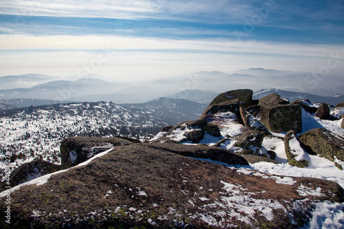 Stones in the mountains with snow 2
