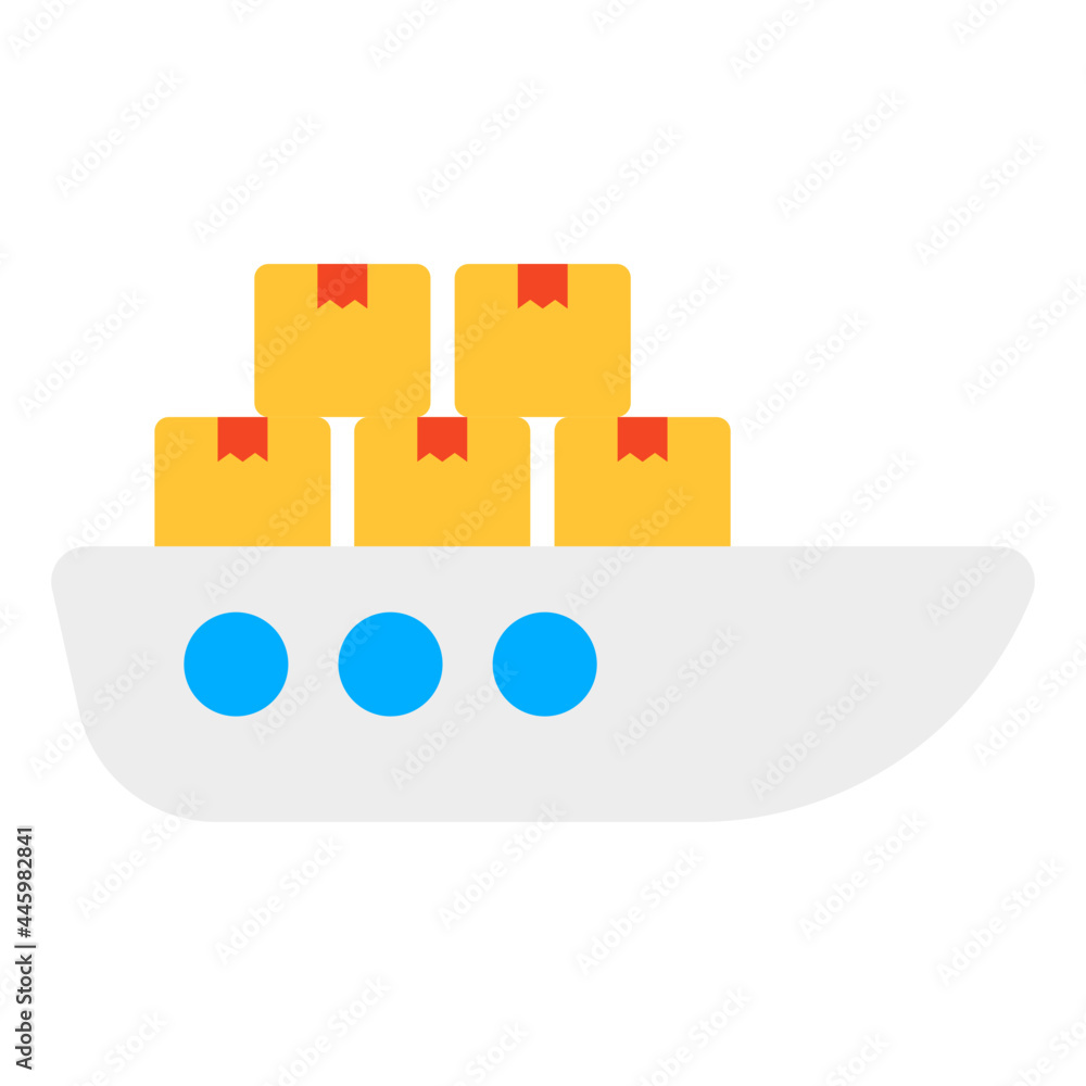 Flat design icon of cargo boat