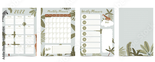 2022 table calendar week start on Sunday with safari that use for vertical digital and printable A4 A5 size