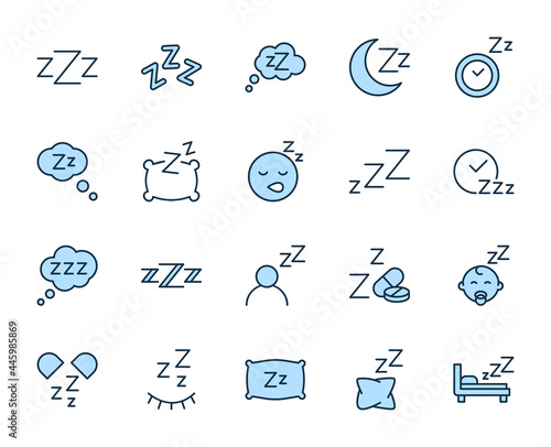 Sleep line icon set. Collection of high quality color outline logo for mobile concepts and web apps. People set in trendy flat style. Vector illustration on a white background