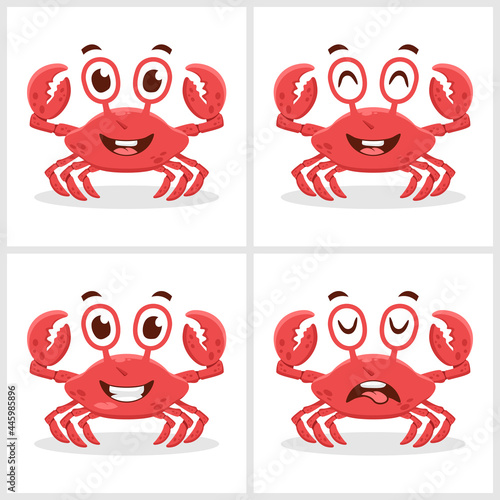 Set of cute crab cartoon vector illustration icon design concept.