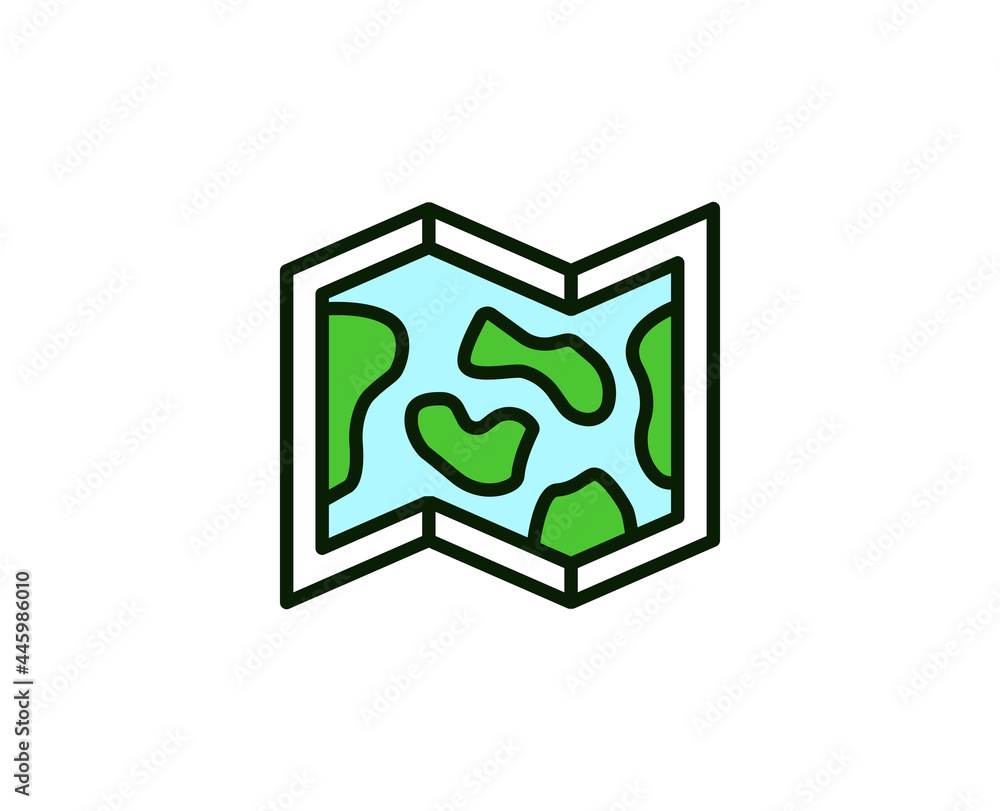 Paper map line icon. Vector symbol in trendy flat style on white background. Travel sing for design. Paper map line icon. Vector symbol in trendy flat style on white background. Travel sing for design.