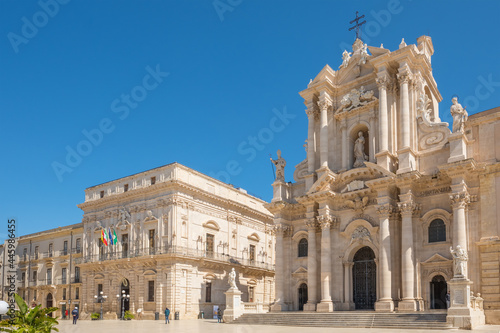 Piazza Duomo and of the Cathedral of Syracuse in Sicily