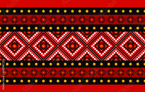 Geometric ethnic oriental seamless pattern traditional Design for background,carpet,wallpaper.clothing,wrapping,Batik fabric,Vector illustration.embroidery style - Sadu, sadou, sadow or sado