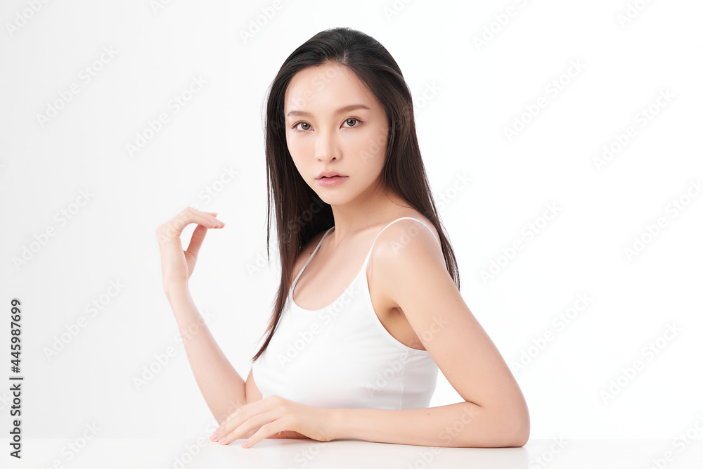 Beautiful young asian woman with clean fresh skin on white background, Face care, Facial treatment, Cosmetology, beauty and spa, Asian women portrait. Beautiful young asian woman with clean fresh skin on white background, Face care, Facial treatment, Cosmetology, beauty and spa, Asian women portrait.