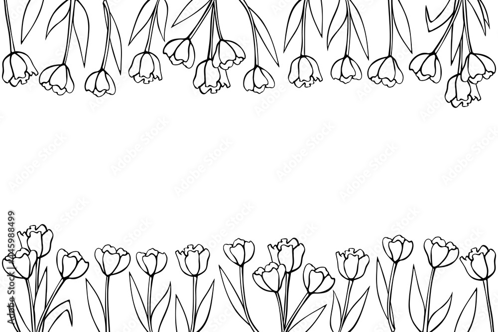 spring flowers clip art black and white borders