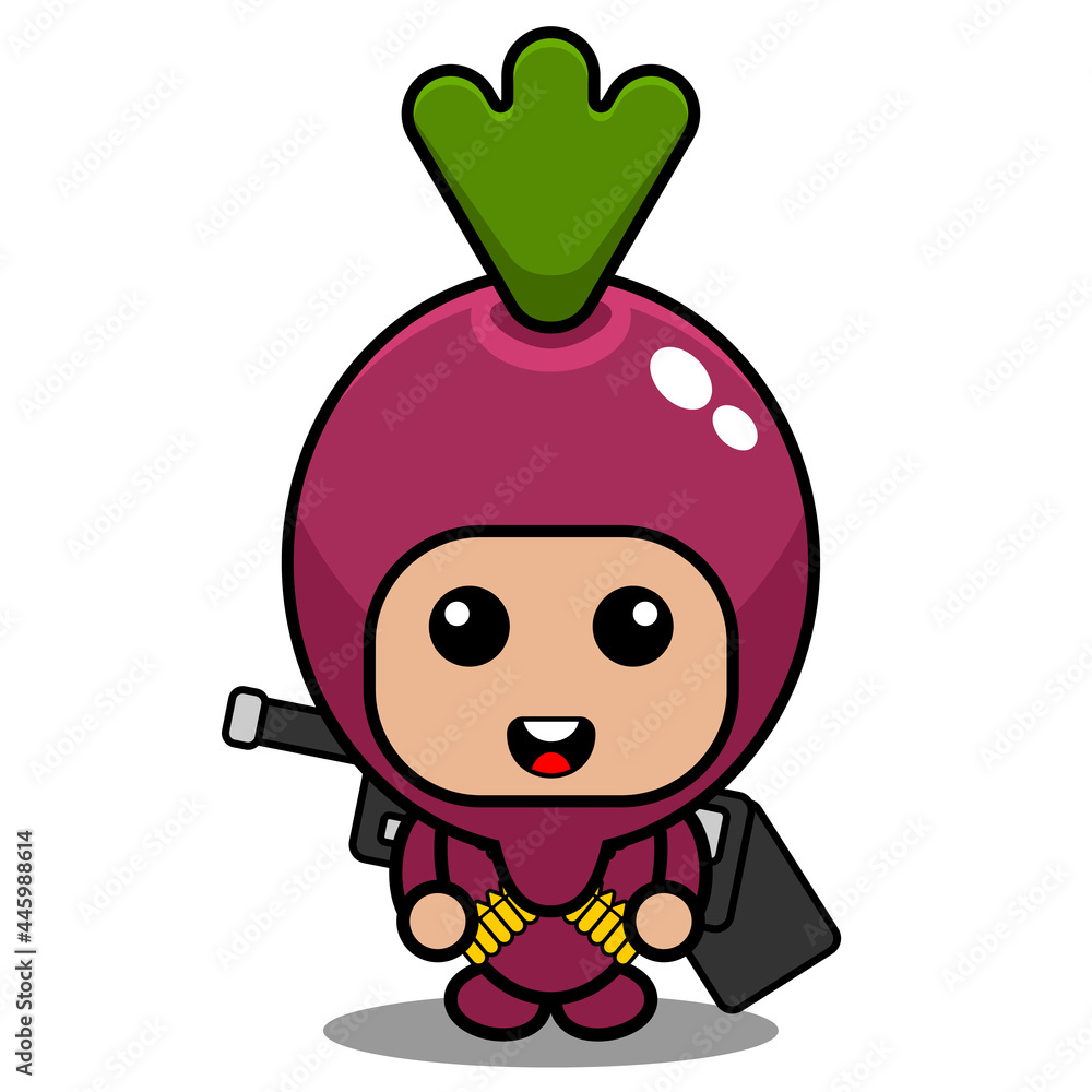 vector cartoon character simple sweet potato mascot costume carrying gun and bullet vector cartoon character simple sweet potato mascot costume carrying gun and bullet